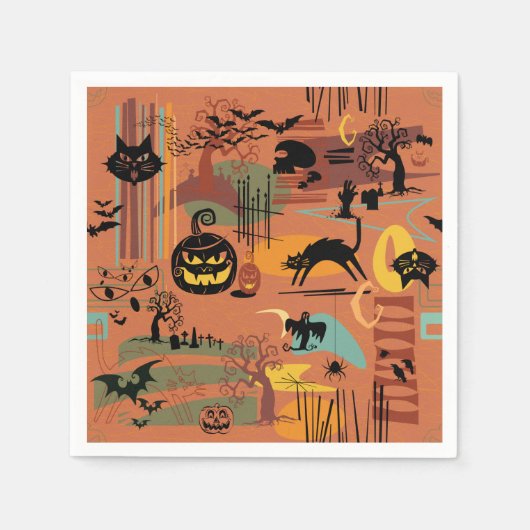 Retro Halloween O'Rama Paper Napkin Servet (Voorkant)