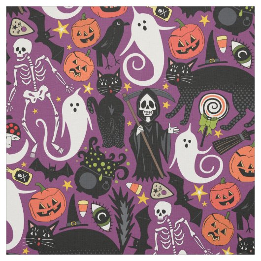 Retro Halloween paarse Stof (Swatch)