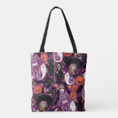 Retro Halloween paarse Tote Bag (Achterkant)