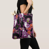 Retro Halloween paarse Tote Bag (Dichtbij)