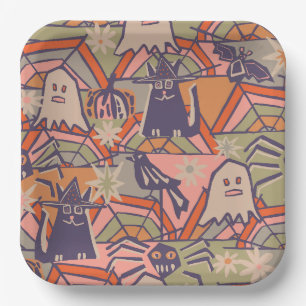 Retro Halloween Papieren Bordje