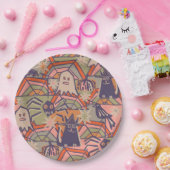 Retro Halloween Papieren Bordje (Feest)