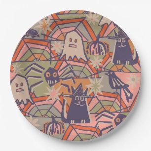 Retro Halloween Papieren Bordje