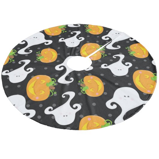 Retro Halloween Party Fleece Kerstboom Rok (Gekanteld)