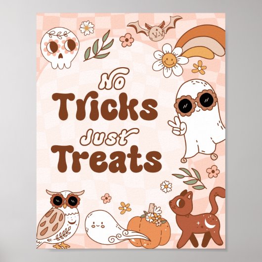 Retro Halloween Party Geen Tricks Gewoon Treats Si Poster (Voorkant)