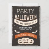 Retro Halloween Party Invitation Kaart (Voorkant)