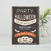 Retro Halloween Party Invitation Kaart (Staand voorkant)