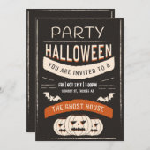 Retro Halloween Party Invitation Kaart (Voorkant / Achterkant)