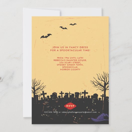 Retro Halloween Party Kaart (Achterkant)