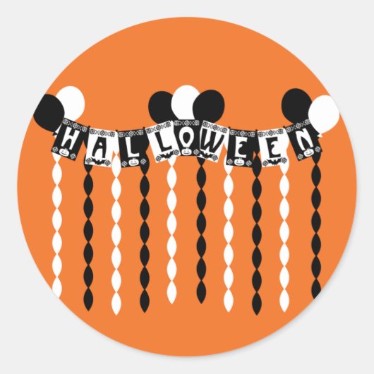 Retro Halloween Party Streamers Ronde Sticker (Voorkant)