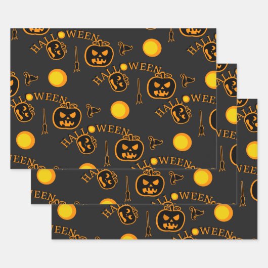 Retro Halloween Pattern Pumpkin Inpakpapier Vel (Set)