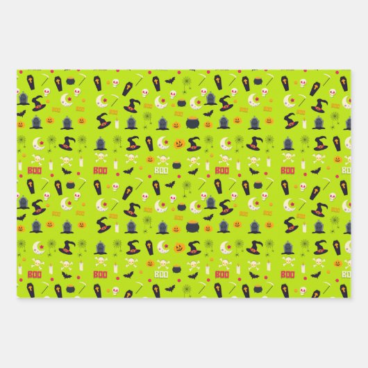 Retro  Halloween Pattern Sugar Skull Wrapp Inpakpapier Vel (Voorkant)