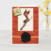 RETRO HALLOWEEN PIN UP GIRL KAART (Gele Bloem)