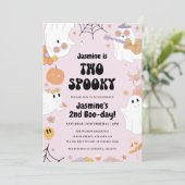 Retro Halloween Pink 2e verjaardag Uitnodiging (Staand voorkant)