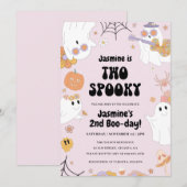 Retro Halloween Pink 2e verjaardag Uitnodiging (Voorkant / Achterkant)