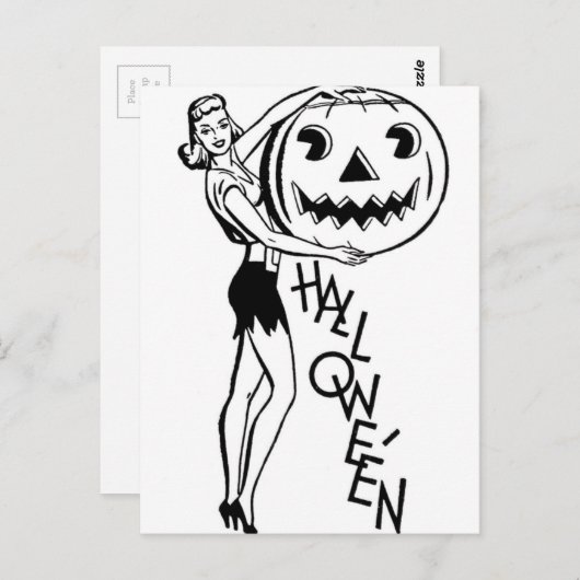 Retro Halloween Pinup Briefkaart (Voorkant / Achterkant)
