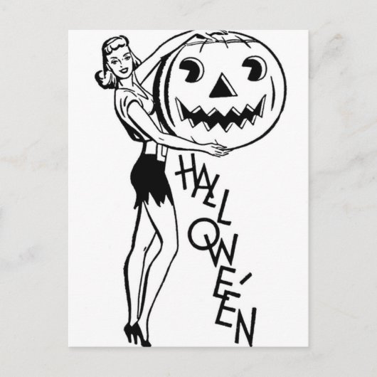 Retro Halloween Pinup Briefkaart (Voorkant)