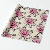 retro halloween pompoen cadeaupapier (Uitgerold)