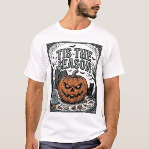 Retro Halloween Pompoen Kat Tis Het Seizoen Shirt