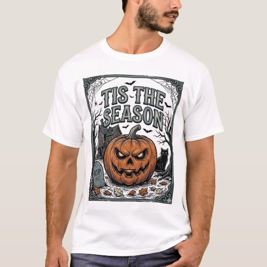 Retro Halloween Pompoen Kat Tis Het Seizoen Shirt (Voorkant)