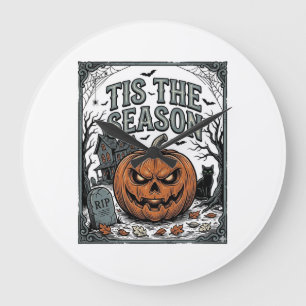 Retro Halloween Pompoen Kat Tis Het Seizoen Shirt Grote Klok