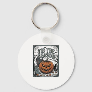 Retro Halloween Pompoen Kat Tis Het Seizoen Shirt Sleutelhanger