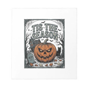 Retro Halloween Pompoen Kat Tis Het Seizoen T-shir Notitieblok
