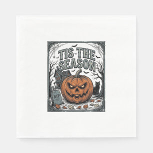 Retro Halloween Pompoen Kat Tis The Season T-shirt Servet