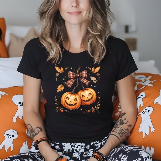Retro Halloween Pompoen Kersen Herfst Herfst T-shirt