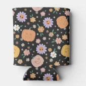 Retro Halloween pompoenen en bloemen patroon Blikjeskoeler (Achterkant)