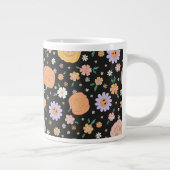 Retro Halloween pompoenen en bloemen patroon Grote Koffiekop (Rechts)