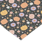 Retro Halloween pompoenen en bloemen patroon Korte Tafelloper (Hoek)