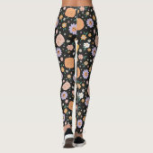 Retro Halloween pompoenen en bloemen patroon Leggings (Achterkant)