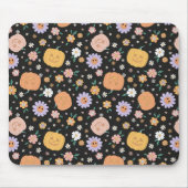 Retro Halloween pompoenen en bloemen patroon Muismat (Voorkant)