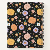 Retro Halloween pompoenen en bloemen patroon Notitieboek (Achterkant)