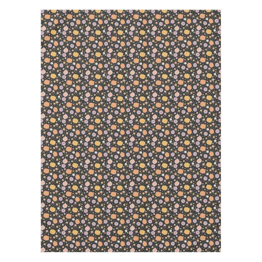Retro Halloween pompoenen en bloemen patroon Tafelkleed (Voorkant)