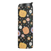 Retro Halloween pompoenen en bloemen patroon Thermosbeker (Gedraaid links)