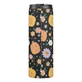 Retro Halloween pompoenen en bloemen patroon Thermosbeker (Achterkant)