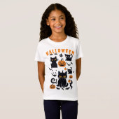 Retro Halloween Pompoenen, Vliegende Vleermuizen,  T-shirt (Voorkant volledig)