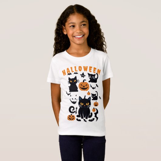 Retro Halloween Pompoenen, Vliegende Vleermuizen,  T-shirt (Voorkant volledig)