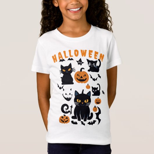 Retro Halloween Pompoenen, Vliegende Vleermuizen,  T-shirt (Voorkant)