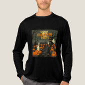 Retro Halloween Poster – Pumpkin & Ghosts uit de j Tri-Blend Shirt (Voorkant volledig)