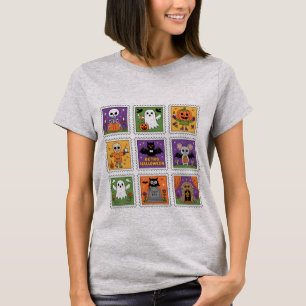 Retro Halloween-Postzegels Schattige Vintage Hal T-shirt