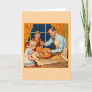 Retro Halloween Pumpkin Carving met pa Kaart