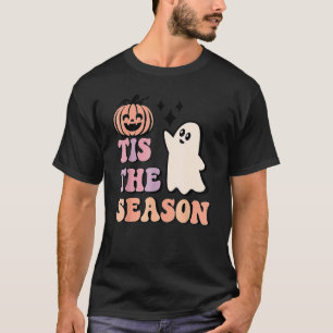 Retro Halloween Pumpkin Dit is het Seizoen Hot Gho T-shirt