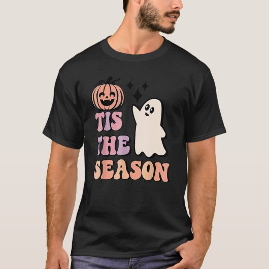 Retro Halloween Pumpkin Dit is het Seizoen Hot Gho T-shirt (Voorkant)