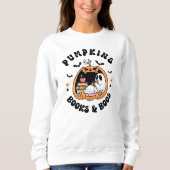 Retro Halloween Pumpkins Books and Boos Bookworm Trui (Voorkant)