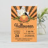 Retro Halloween Rays, Jack o'lantern Ghost Kaart (Staand voorkant)