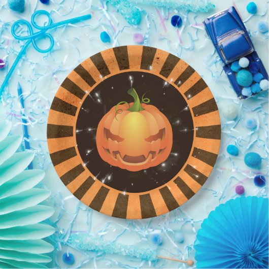 Retro Halloween Rays, Jack o'lantern Papieren Bordje (Feest)