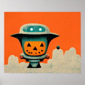 Retro Halloween Robot 001 Cute Kinder Art Poster (Voorkant)